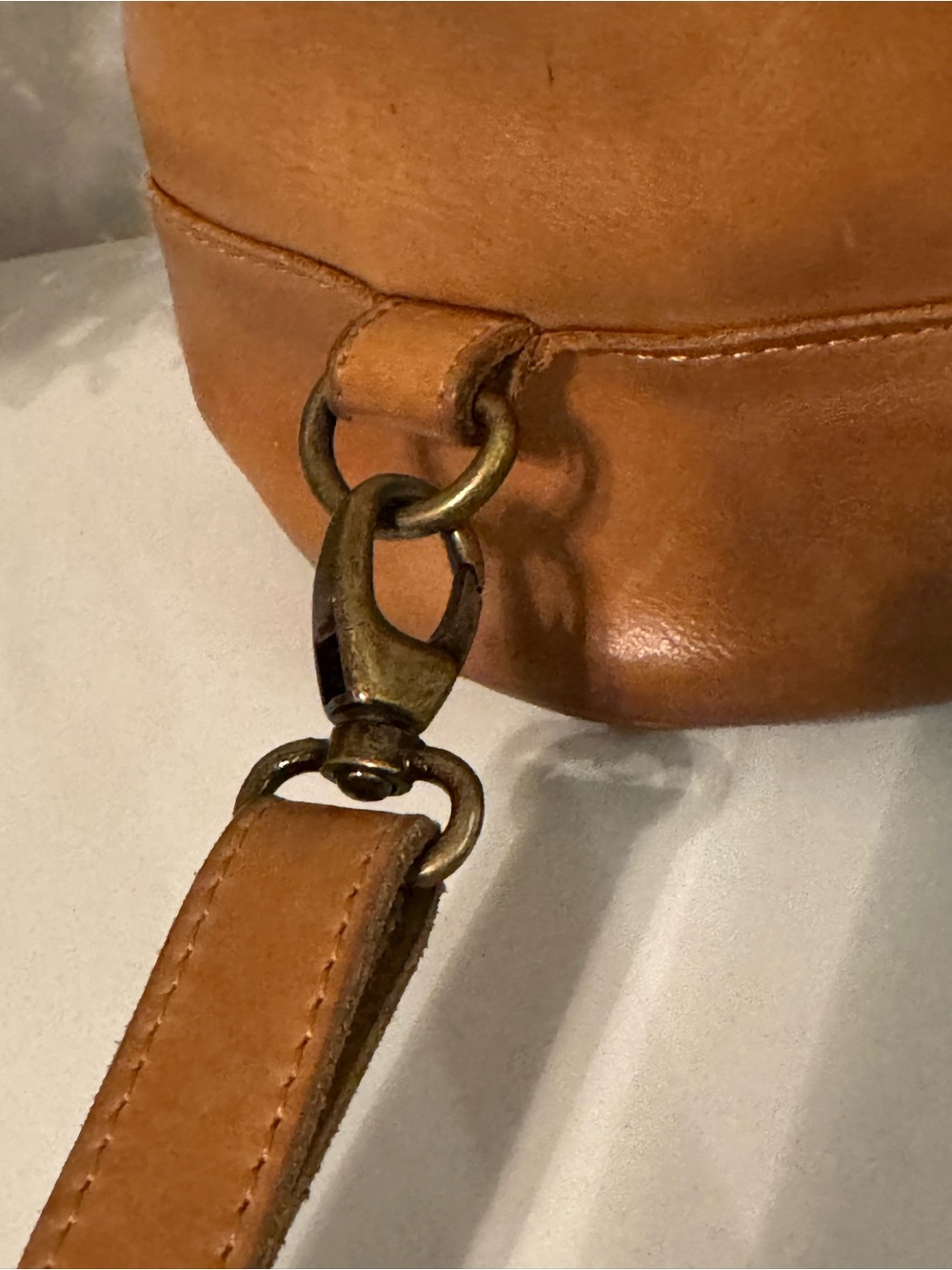 Vintage BASEBALLISM Glove Leather Drawstring Bucket Bag Purse British Tan - Picture 7 of 10